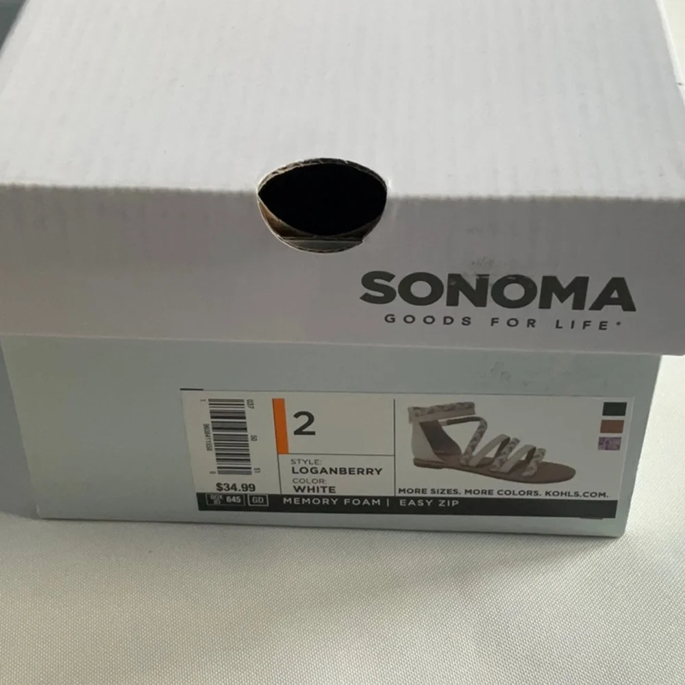 Sonoma White Braided Strap Sandals Girls‎ Size 2